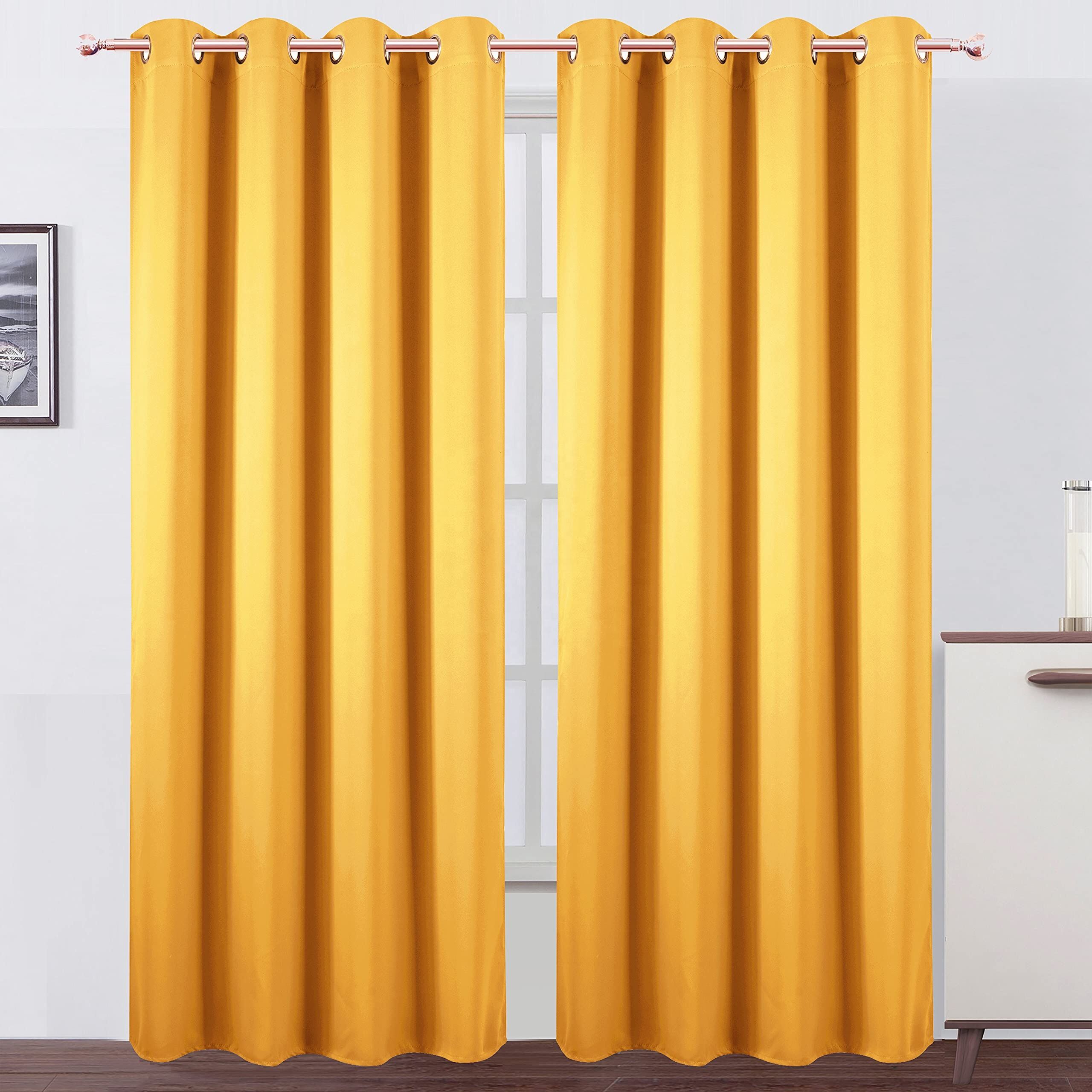 Cortinas Para La Sala Thermal Insulated Grommet Room Darkening Yellow Blackout Curtains for Living Room