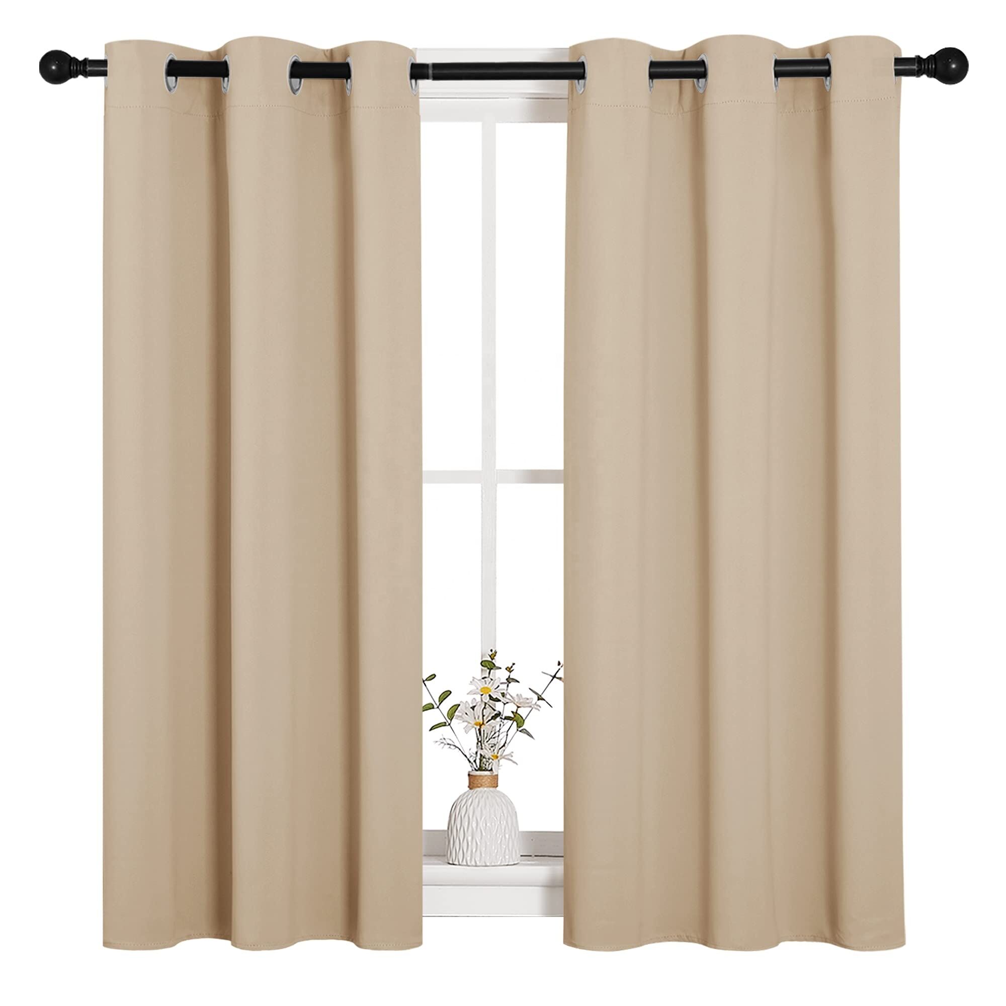 Country Home Veranda Curtains Eyelet Top Room Darkening Panels Curtains for Opaque Beige Living Room
