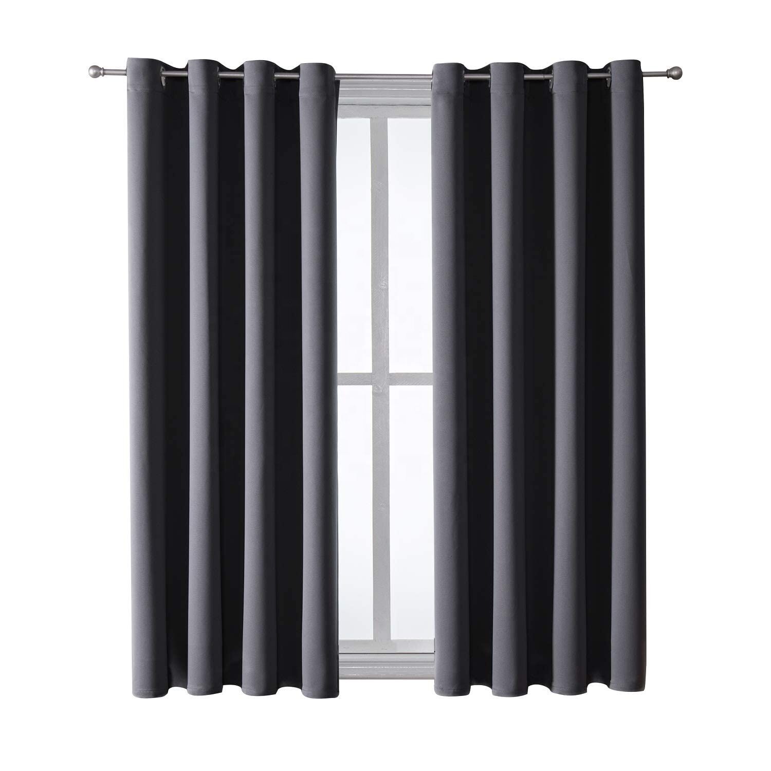 Factory Wholesale Hotel Window Thermal Insulated Room Darkening Curtains Living Room Bedroom Plain Grommet Blackout Curtains