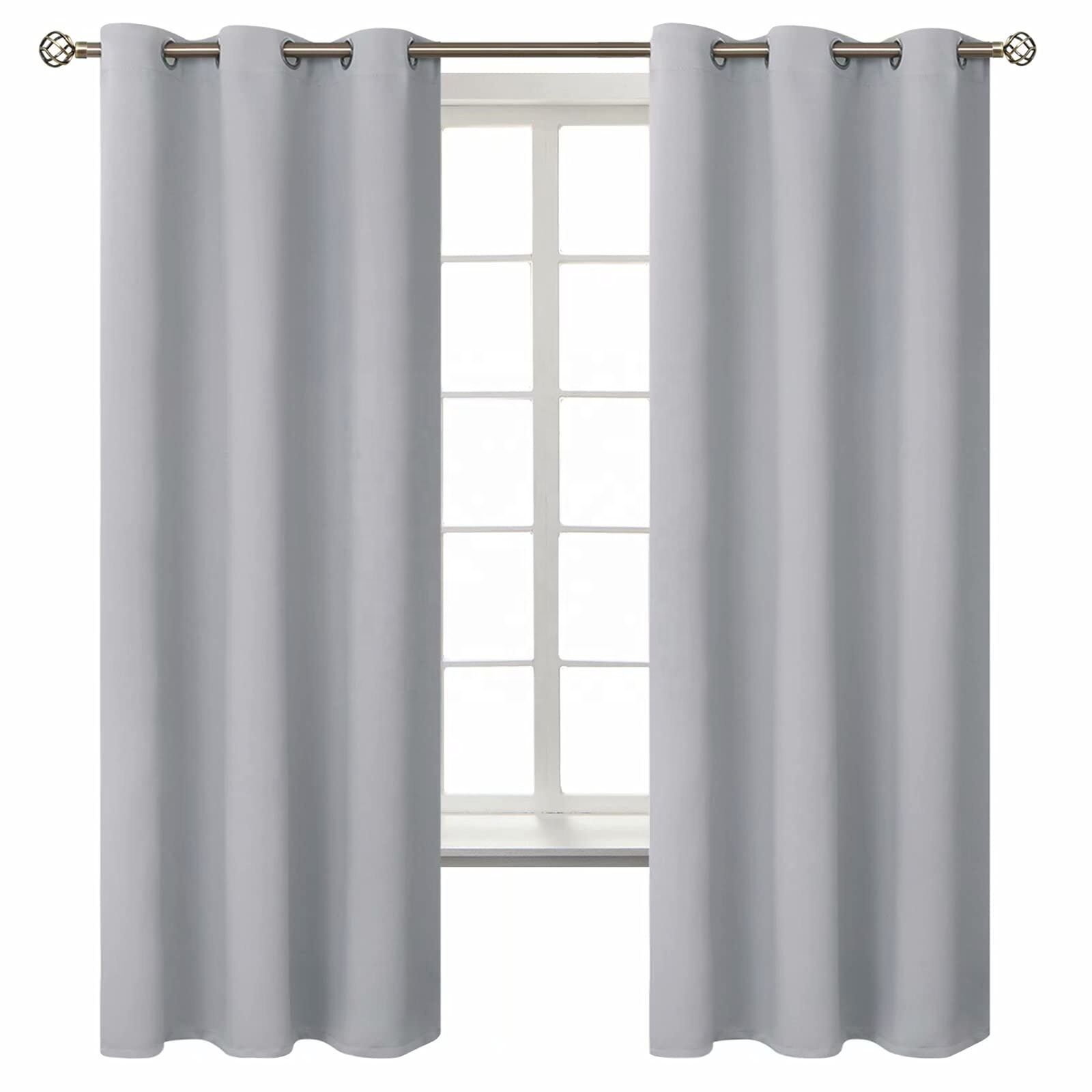 Wholesale Modern Style Light Grey Thermal Insulated Grommet Window Treatments Wohnzimmer Vorhang Curtains for Bedroom