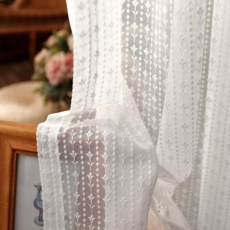 Wholesale White Popular Sales Sitting Room Floral Embroidery Curtains White Sheer