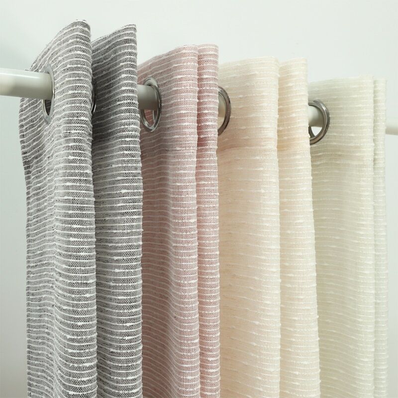 Wholesale Woven Granular Slub Yarn Curtain Fabrics Veil Sheer Curtains for the Living Room Rideaux De Maison