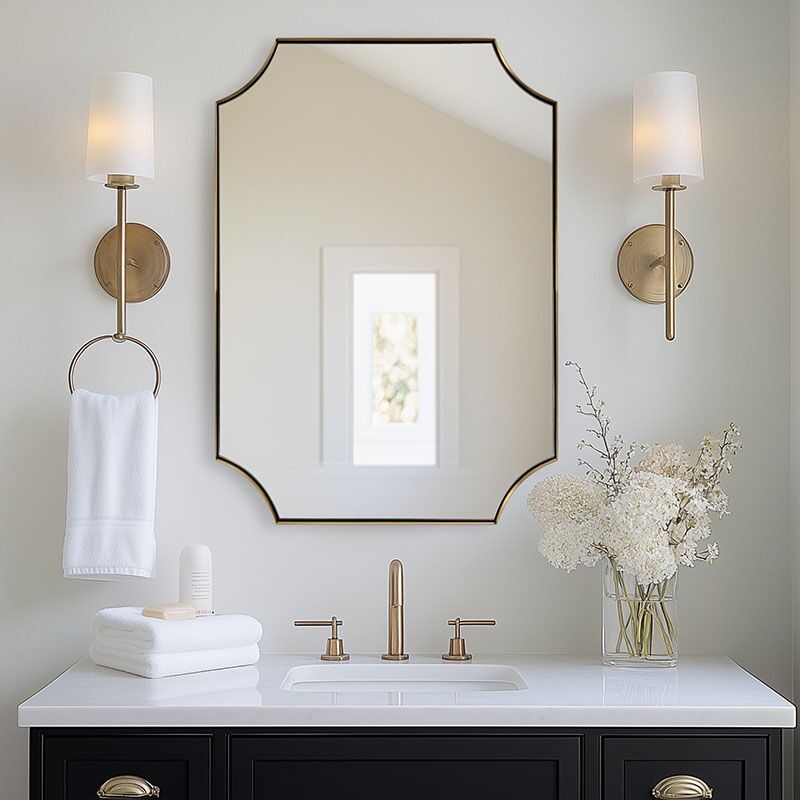 Modern Hotel Decorative Gold Metal Framed Irregular Wall Mirror