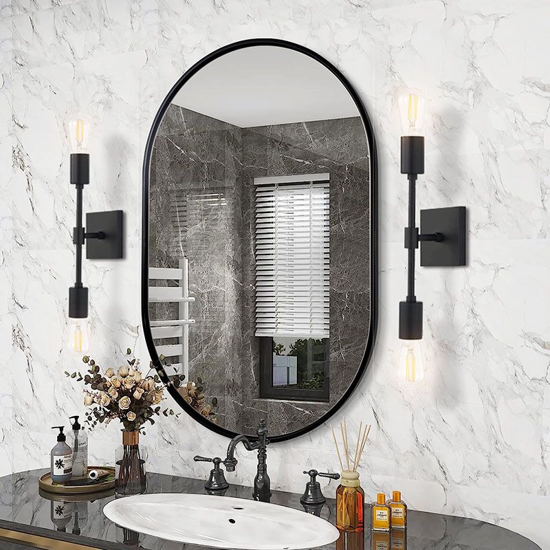 Aluminum Oval Black Home Decoration Framed Mirror