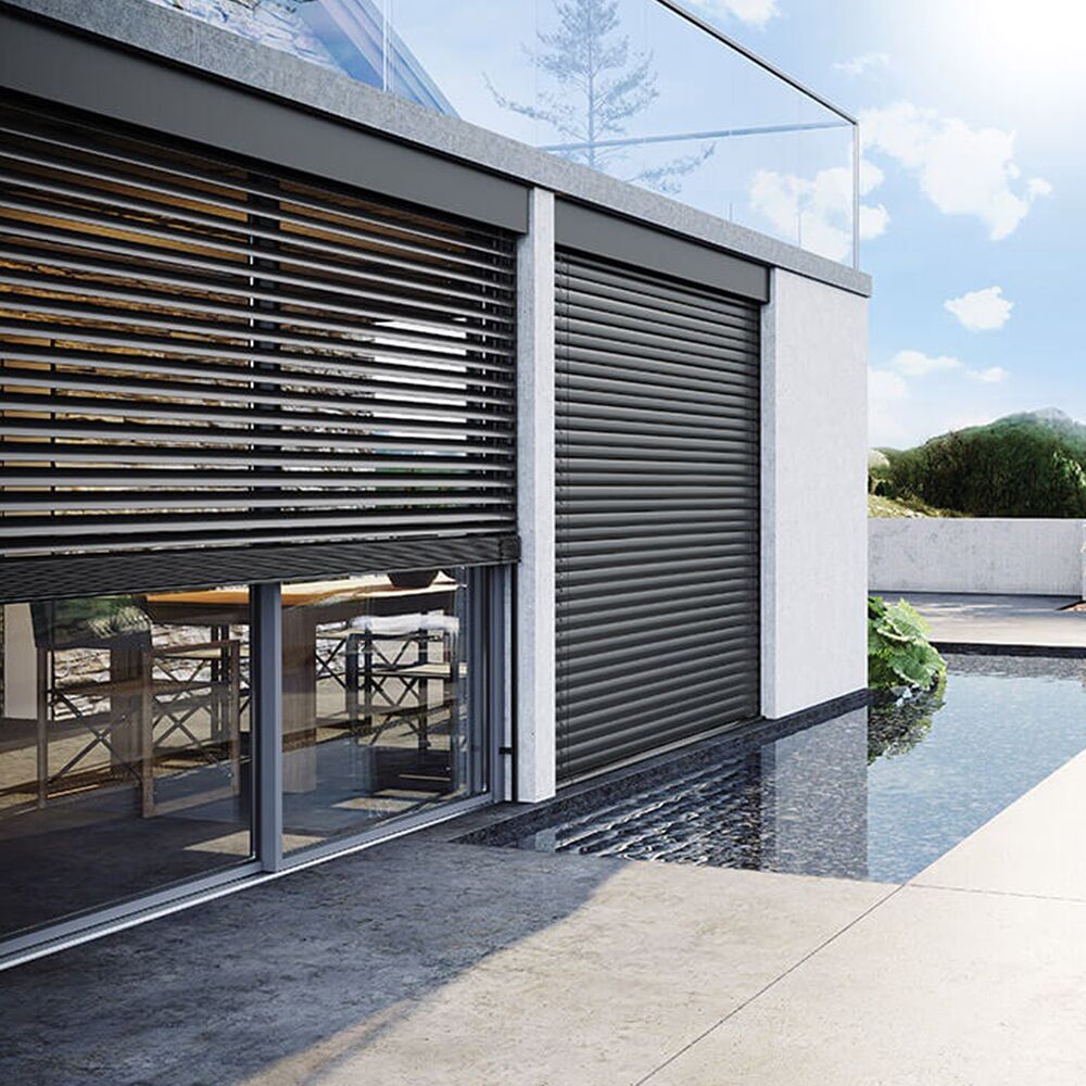 Smart Outdoor Aluminum Alloy Venetian Blinds Motorized Window Shades for Balconies Offices Hotels